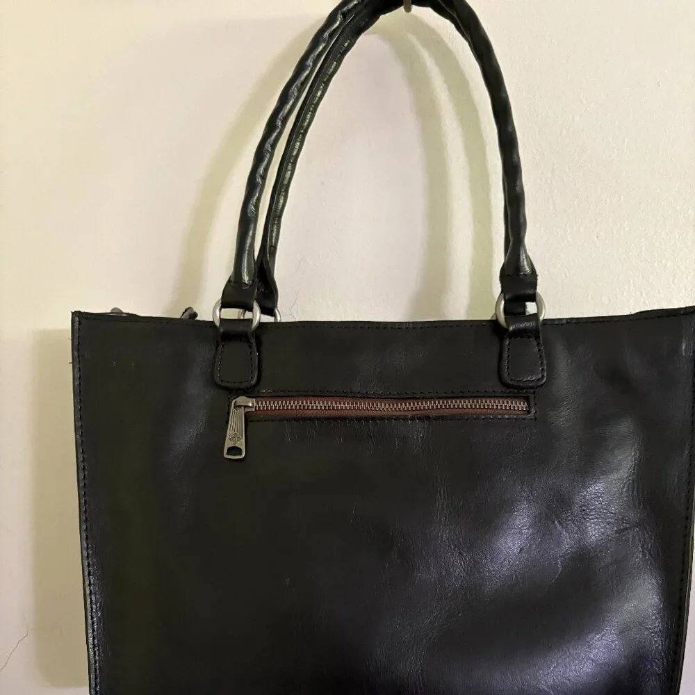 Patricia Nash Black Leather Tote with Gold Stud Accents - Picture 2 of 5